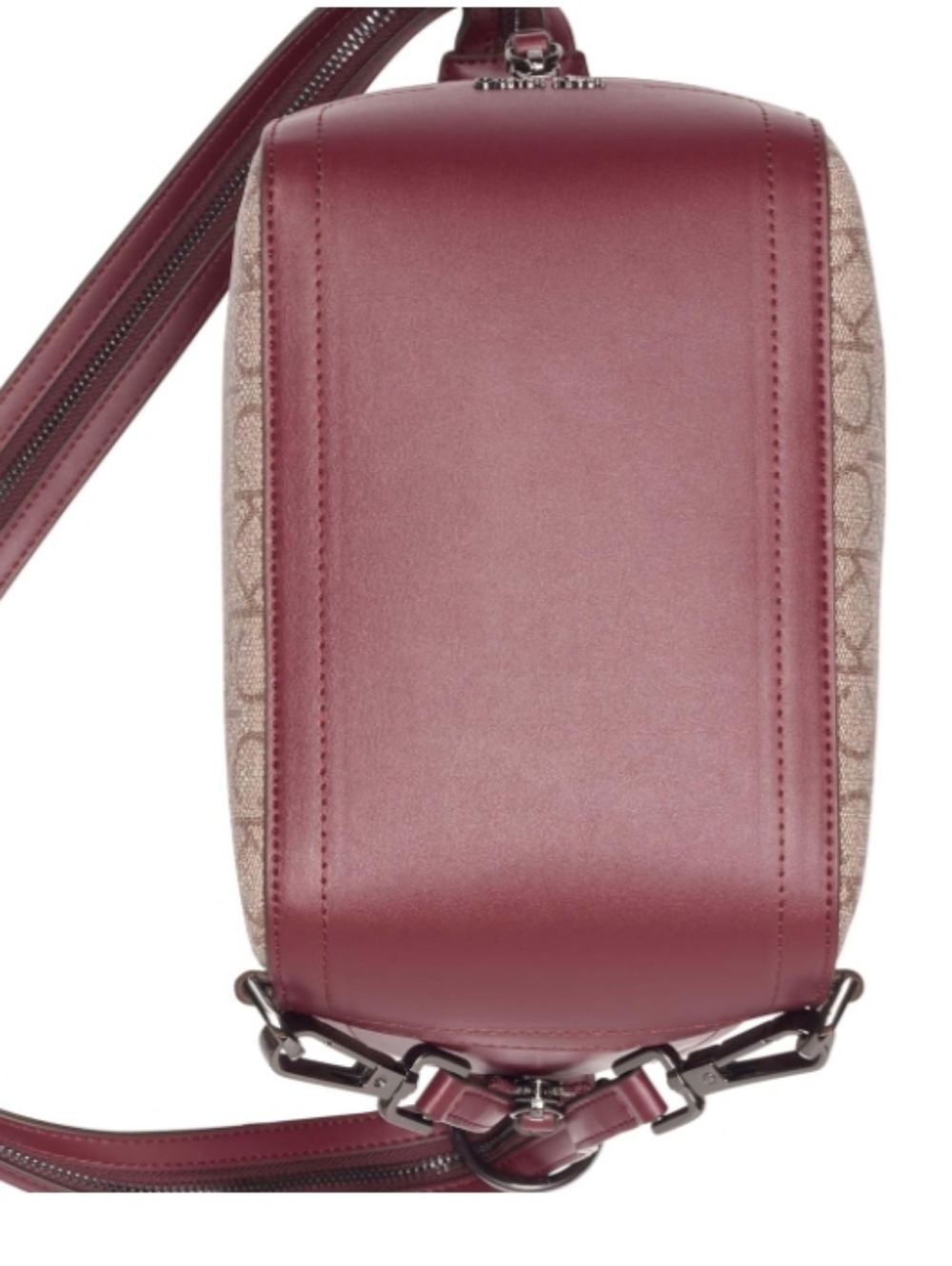 New Calvin Klein Monogram Canvas Moss Convertible Bucket Crossbody & Tote Bag - Picture 9 of 10